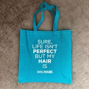 Turquoise Burlap Hask Perfect Hair Tote